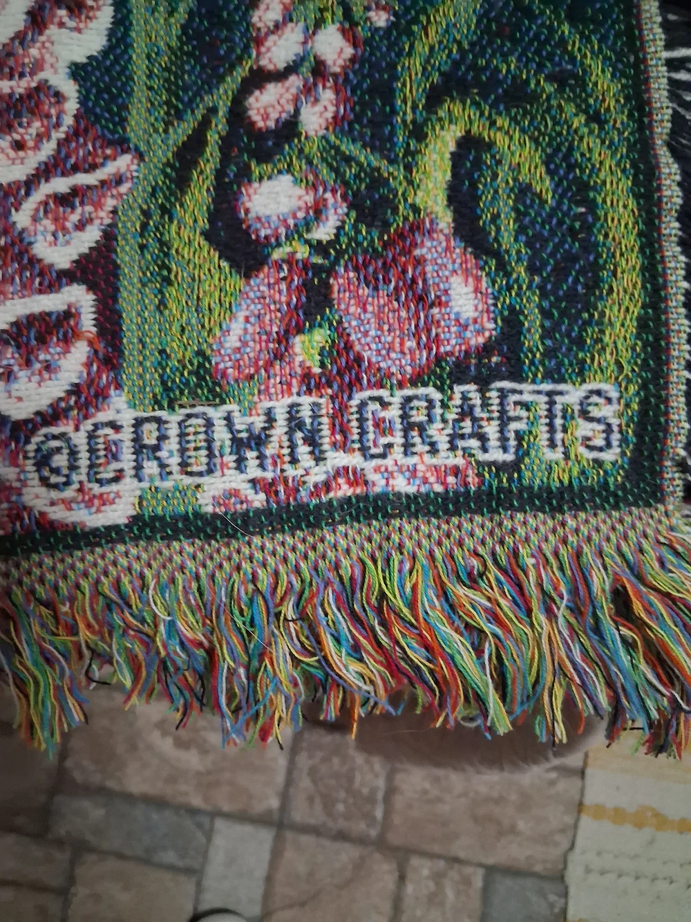 Hummingbird Tapestry Throw W/ Few Snags